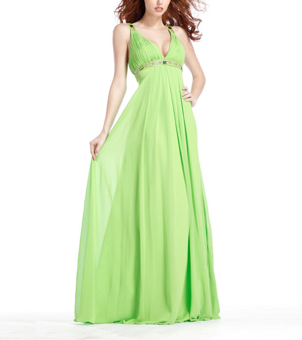 Lime Green Evening Dress Purple Long Prom Dress Beaded Wedding Party